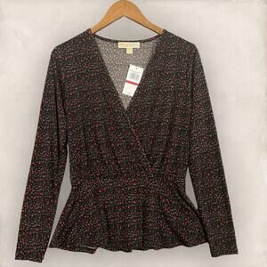 MICHAEL KORS Women's multicolor Rose Long Sleeve Top SZ/XS